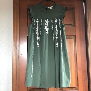 NWT sage green dress with cream floral detail